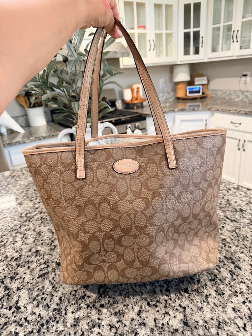 Coach Brown Signature Double Handle Tote Purse